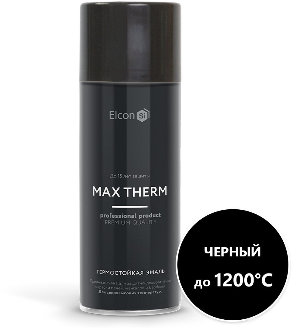 Эмаль Elcon Термостойкая до 1200C 0.52 л (черный)