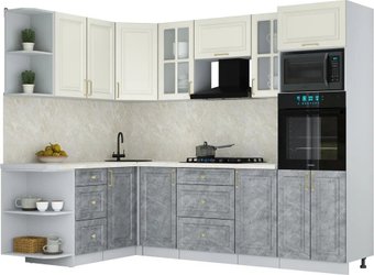 Готовая кухня Интерлиния Мила Шато 1.68x2.6 ВТ LV (белый/керамика/опал светлый)