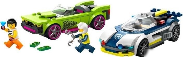 Конструктор LEGO City 60415 Погоня на полицейской машине и маслкаре