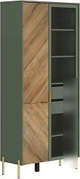 Шкаф-витрина Black Red White Siena с подсветкой REG1W1D (дымчатый зеленый/дуб вотан)