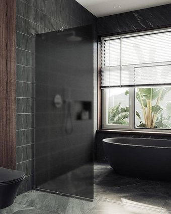 Душевая стенка MaybahGlass 99x195 MGD-1356-5у (графитовое матовое стекло/хром матовый)