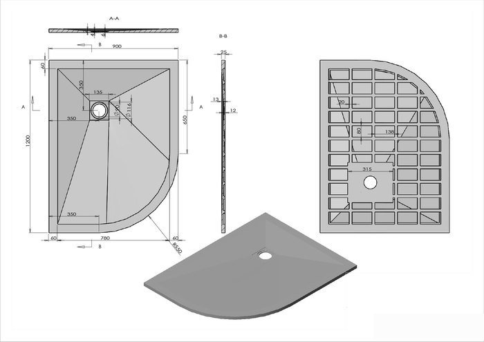 Душевой поддон Vincea VST-4SQ9012W-L 120x90
