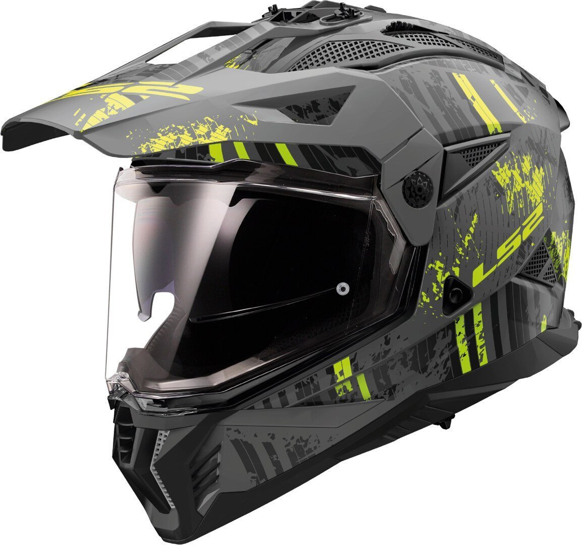 Мотошлем LS2 MX702 Pioneer 2 Crazy (M, черный/желтый матовый)