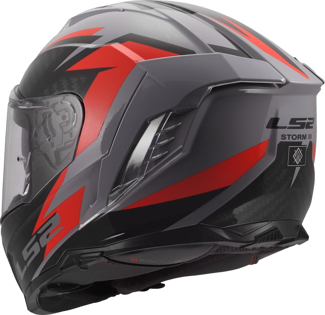 Мотошлем LS2 FF818 Storm III Dynamo (2XL, серый/красный)