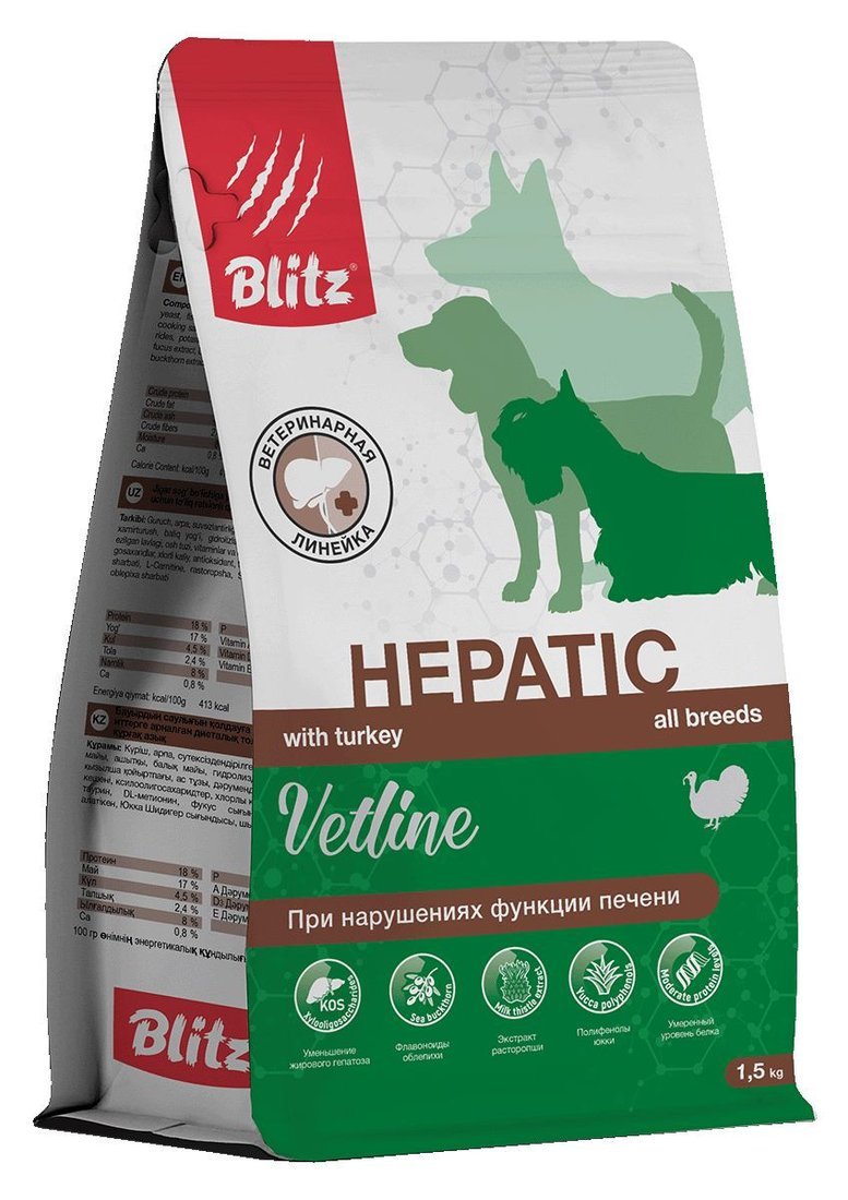 Сухой корм для собак Blitz Pets Vetline Renal с индейкой 4311В (10 кг)