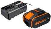 Аккумулятор с зарядным устройством Worx WA3604 (20В/4.0 Ah + 20В)