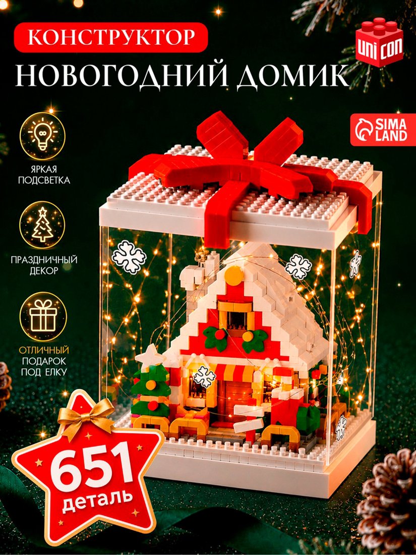 Конструктор Unicon Новый год домик 10963614