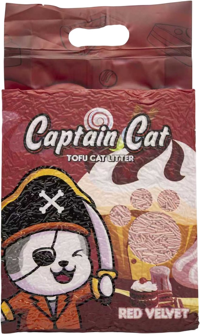Наполнитель для туалета Captain Cat Тофу Красный Бархат (7 л/2.5 кг)
