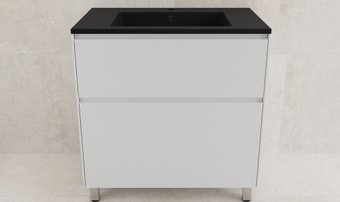 Symbolite Тумба под умывальник Лима 80 Line Plus 2 ящика + Line 80x48 (белый матовый/антрацит)