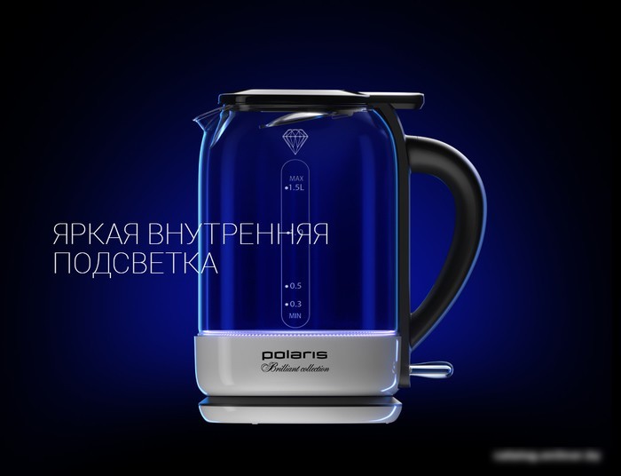 Электрический чайник Polaris PWK 1753CGL (черный/белый)