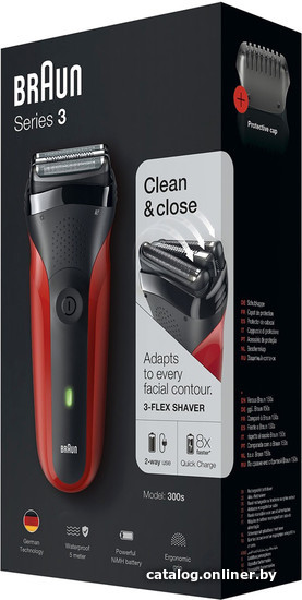 Электробритва Braun Series 3 300s (красный)