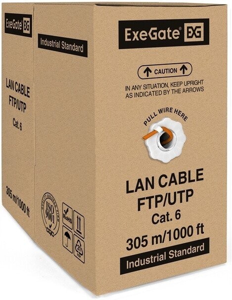 Кабель ExeGate FUTP4-C6-CU-S23-IN-LSZH-OR-305-FLUKE FTP