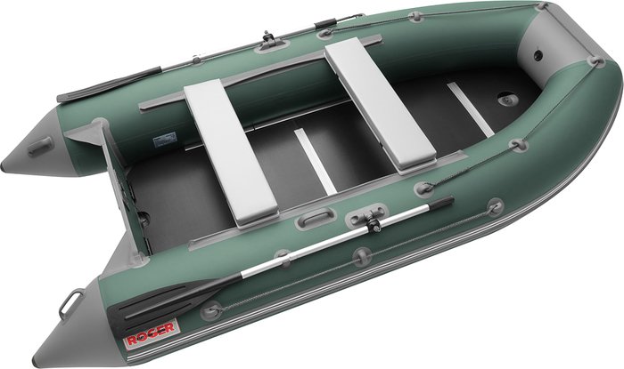Моторно-гребная лодка Roger Boat Hunter Keel 3500 (малокилевая, зеленый/серый)