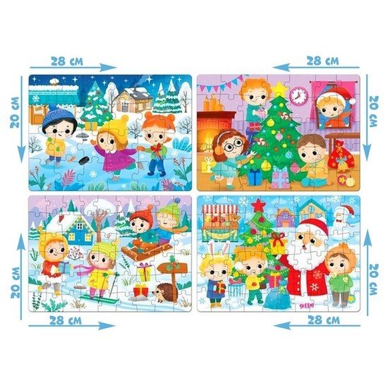 Мозаика/пазл Puzzle Time Новогодние развлечения 4 в 1 6771637