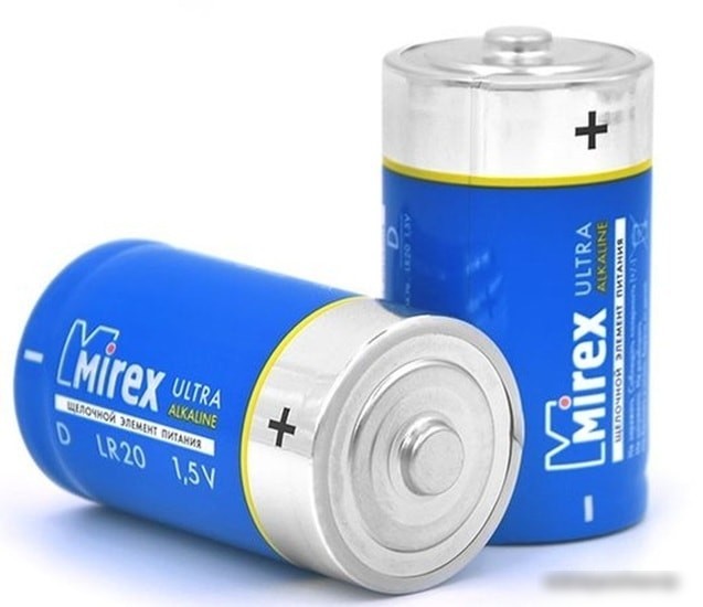 Батарейки Mirex LR20 D Алкалайн 2 шт 23702-LR20-E2