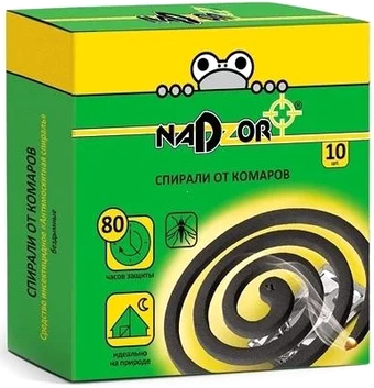 Спираль от насекомых Nadzor Малодымные (10 шт, черный)