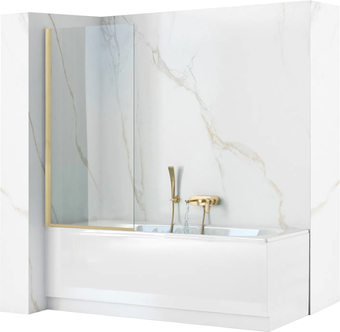 Стеклянная шторка для ванны Rea Elegant 80 (матовое золото/прозрачное стекло)