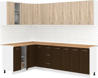 Готовая кухня Кортекс-мебель Корнелия Лира 1.5x2.5 (дуб сонома/венге/дуб бунратти)