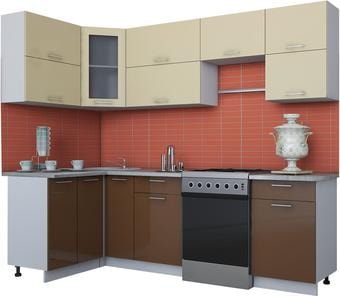Угловая кухня Интерлиния Мила Gloss 60-12x25 (ваниль/шоколад глянец)