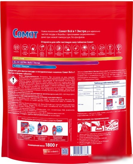 Таблетки для посудомоечной машины Somat All in 1 Extra (100 шт)