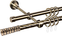 Карниз для штор АС ФОРОС Grace D16K/16Г + наконечники Торино (1.8м, антик)