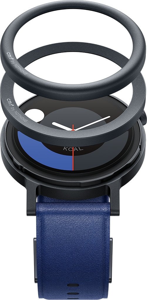 Умные часы CMF Watch Pro 2 (темно-серый, синий кожаный ремешок)