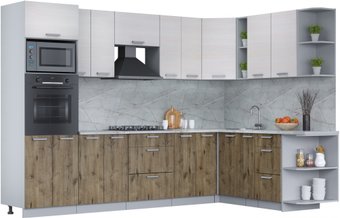 Готовая кухня Интерлиния Мила Лайт 1.88x3.0 правая (вудлайн кремовый/дуб веллингтон/серый каспий)