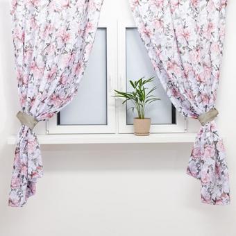 Комплект штор Этель Пионы с подхватами 1.45x1.8 м (2 шт)