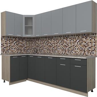 Угловая кухня Интерлиния Мила 12x25 (антрацит/серебро)