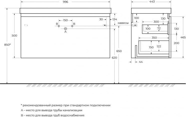 Cezares Тумба под умывальник GIUBILEO-N-100-1C-SO-BORO-P