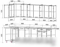 Готовая кухня Интерлиния Мила Лайт 1.2x2.7 (бетон лайт/дуб веллингтон/опал светлый)