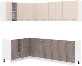 Готовая кухня Кортекс-мебель Корнелия Лира 1.5x2.5 без столешницы (капучино/оникс)