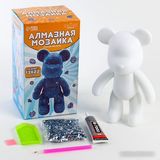 Набор для создания поделок/игрушек Школа талантов Алмазная мозаика на фигурке. Медведь 10225406 (синий)