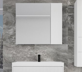Symbolite Шкаф с зеркалом для ванной Стокгольм 60 (белый рифленый софт)