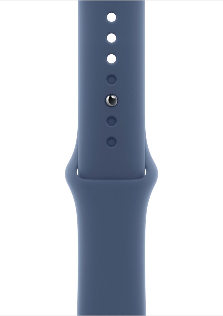 Умные часы Apple Watch Series 10 46 мм (алюминиевый корпус, серебристый/синий, спортивный силиконовый ремешок S/M)