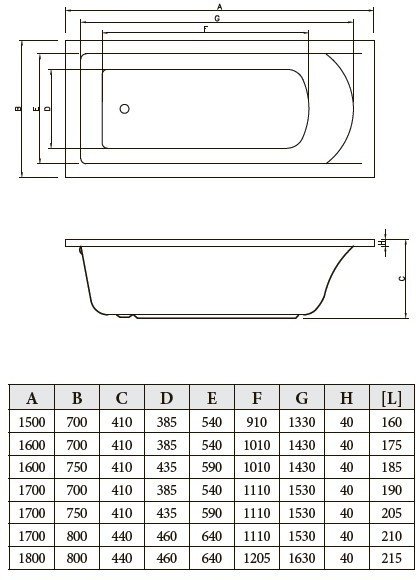 Ванна Bonito Home Aventura 180x80 BH-AV-901-180-80 Slim/St (с ножками)