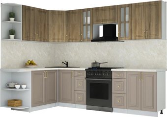 Готовая кухня Интерлиния Мила Шато 1.7x2.8 LV (дуб вотан/луна/опал светлый)