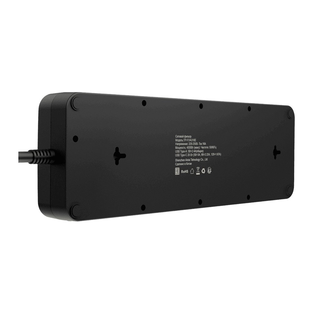 Сетевой фильтр Agni TP-FO4U10E-С-5m-black (5м, 10 розеток, черный)