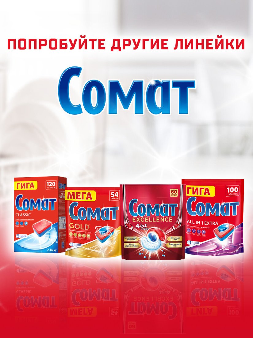Таблетки для посудомоечной машины Somat All in 1 Extra Лимон (100 шт)