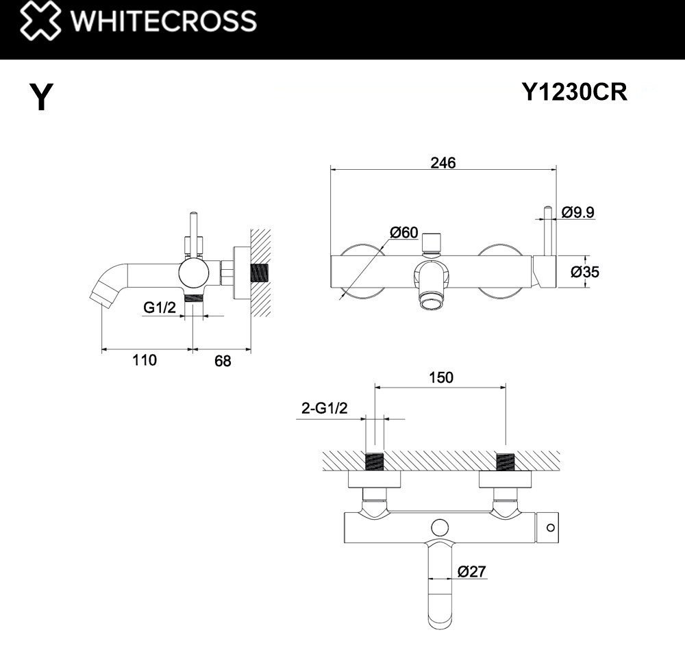 Смеситель Whitecross Y Y1230BL (черный мат)