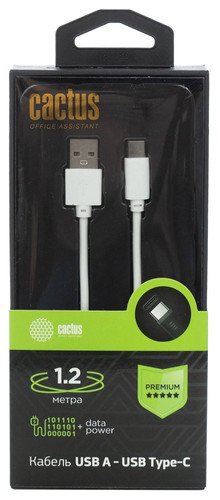 Кабель CACTUS USB Type-A - USB Type-C CS-USB.A.USB.C-1.2 (1.2 м, белый)