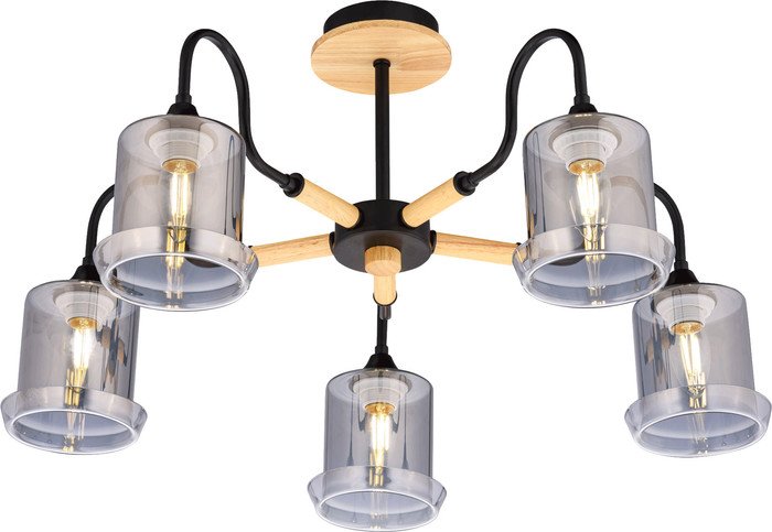 Люстра средней высоты Mirastyle SX-N-4872/5 BK+WOOD