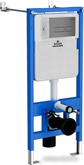 Унитаз подвесной Roxen Simple Compact в комплекте с инсталляцией StounFix Slim 6 в 1 943570 (кнопка: хром матовый)
