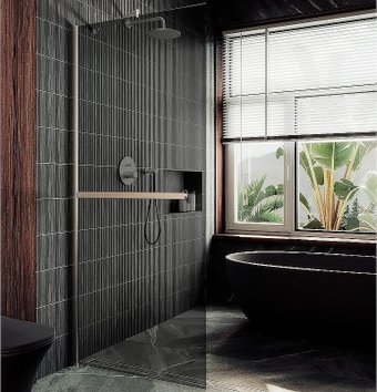 Душевая стенка MaybahGlass 99x195 MGD-1461-5ш (графитовое стекло/хром матовый)