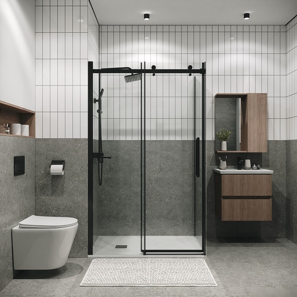 Душевой уголок Grossman Classic 110x80x195 120.K33.04.1180.21.00 (черный матовый/стекло прозрачное)