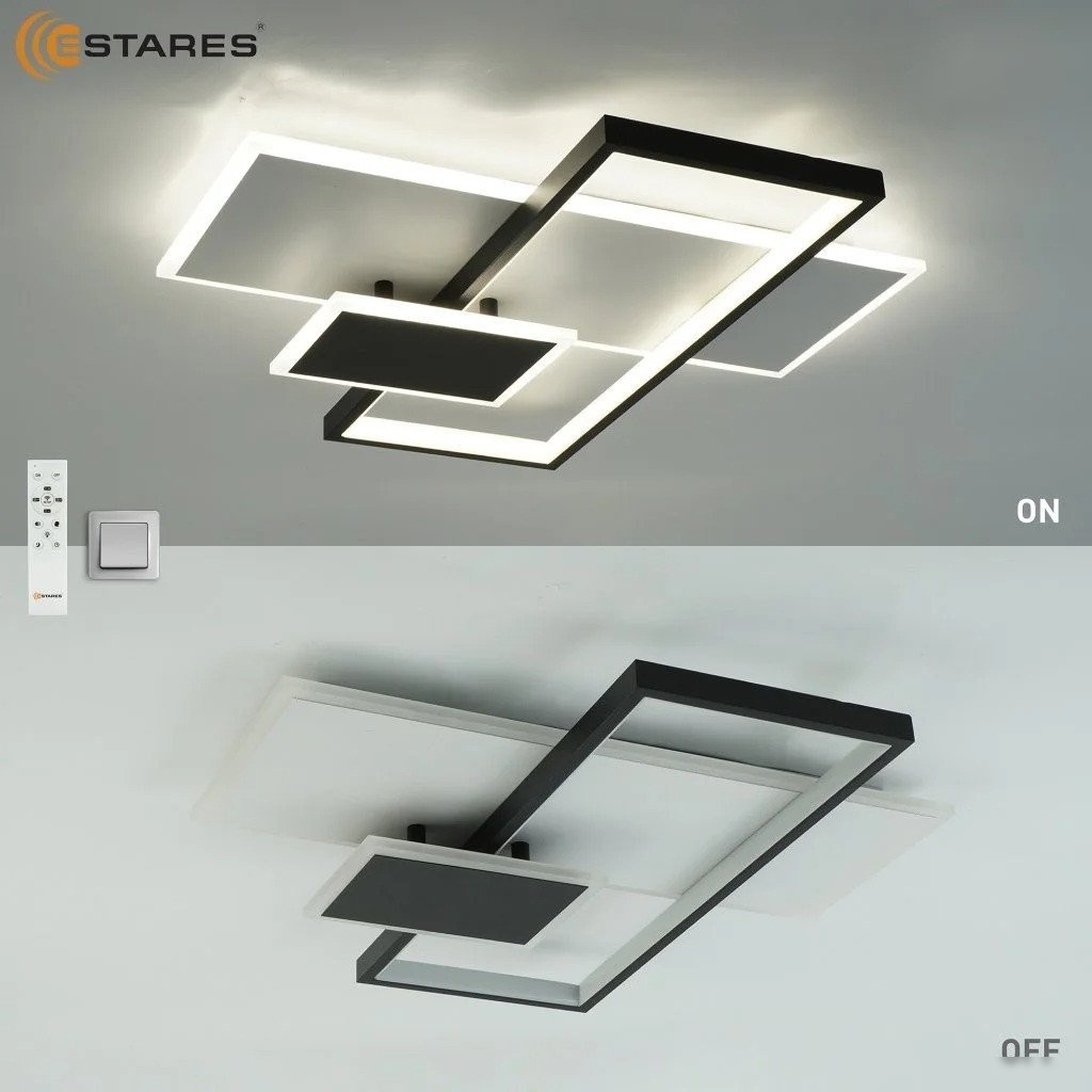 Припотолочная люстра Estares Lamparas 90W 3L-APP-500x500x70-WHITE/BLACK/WHITE-220-IP20