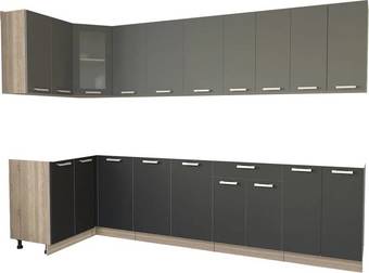 Готовая кухня Интерлиния Мила 12x30 без столешницы (серебристый/антрацит)