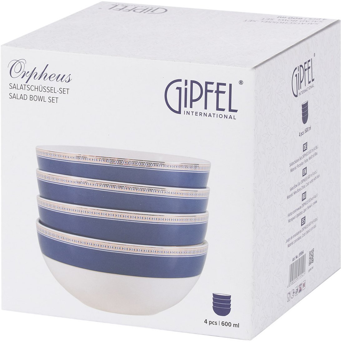 Набор салатников Gipfel Orpheus 51554 (4шт, белый/синий)