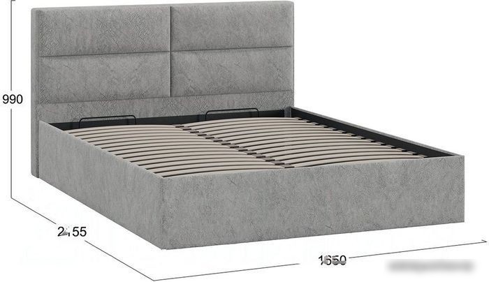 Кровать Трия Глосс универсальный тип 1 с ПМ и заглушиной 160x200 (Wellmart Silver)