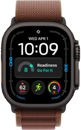 Умные часы Apple Watch Ultra 4 LTE 49 мм (титановый корпус, черный/бургунди, текстильный ремешок размера S)